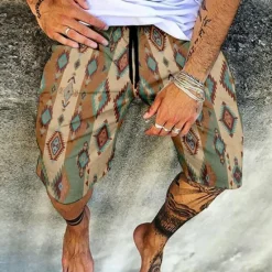 Best OUKU Men's Shorts Summer Shorts Beach Shorts Elastic Waist Print Graphic Prints Outdoor Knee Length Daily Beach Hawaiian Designer 1 2 Micro-elastic
