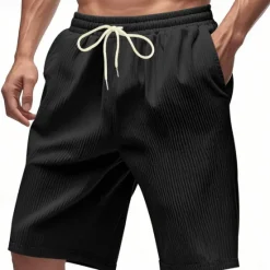 Outlet OUKU Men's Shorts Summer Shorts Beach Shorts Casual Shorts Pocket Drawstring Elastic Waist Plain Comfort Breathable Short Outdoor Vacation Sport Casual Black White