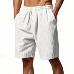Outlet OUKU Men's Shorts Summer Shorts Beach Shorts Casual Shorts Pocket Drawstring Elastic Waist Plain Comfort Breathable Short Outdoor Vacation Sport Casual Black White