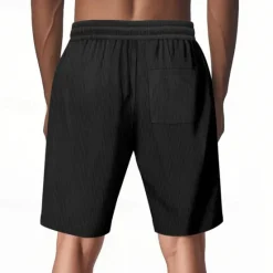 Outlet OUKU Men's Shorts Summer Shorts Beach Shorts Casual Shorts Pocket Drawstring Elastic Waist Plain Comfort Breathable Short Outdoor Vacation Sport Casual Black White