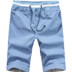 Hot OUKU Men's Shorts Summer Shorts Casual Shorts Pocket Drawstring Elastic Waist Plain Comfort Breathable Sports Outdoor Holiday Going out Cotton Blend Stylish Basic Black White