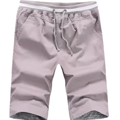 Hot OUKU Men's Shorts Summer Shorts Casual Shorts Pocket Drawstring Elastic Waist Plain Comfort Breathable Sports Outdoor Holiday Going out Cotton Blend Stylish Basic Black White