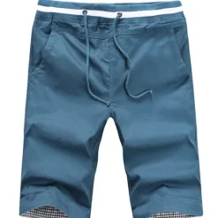 Hot OUKU Men's Shorts Summer Shorts Casual Shorts Pocket Drawstring Elastic Waist Plain Comfort Breathable Sports Outdoor Holiday Going out Cotton Blend Stylish Basic Black White