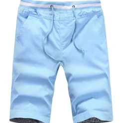 Hot OUKU Men's Shorts Summer Shorts Casual Shorts Pocket Drawstring Elastic Waist Plain Comfort Breathable Sports Outdoor Holiday Going out Cotton Blend Stylish Basic Black White