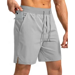 OUKU Men's Shorts Summer Shorts Workout Shorts Casual Shorts Drawstring Elastic Waist Zipper Pocket Plain Quick Dry Lightweight Knee Length Outdoor Yoga Gym Casual Athleisure Black Blue