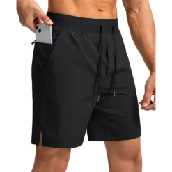 OUKU Men's Shorts Summer Shorts Workout Shorts Casual Shorts Drawstring Elastic Waist Zipper Pocket Plain Quick Dry Lightweight Knee Length Outdoor Yoga Gym Casual Athleisure Black Blue