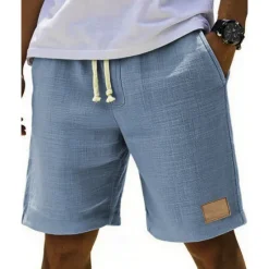 Online OUKU Men's Shorts Summer Shorts Beach Shorts Pocket Elastic Waist Drawstring Plain Comfort Breathable Short Vacation Holiday Beach Hawaiian Boho Black White