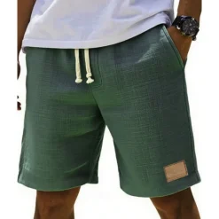 Online OUKU Men's Shorts Summer Shorts Beach Shorts Pocket Elastic Waist Drawstring Plain Comfort Breathable Short Vacation Holiday Beach Hawaiian Boho Black White