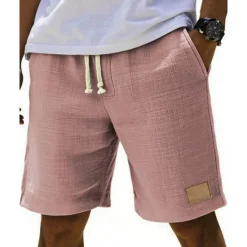 Online OUKU Men's Shorts Summer Shorts Beach Shorts Pocket Elastic Waist Drawstring Plain Comfort Breathable Short Vacation Holiday Beach Hawaiian Boho Black White