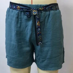 Online OUKU Men's Shorts Summer Shorts Beach Shorts Pocket With Belt Plain Comfort Breathable Short Vacation Holiday Beach Hawaiian Boho Blue
