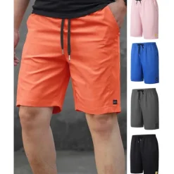 Best OUKU Men's Shorts Summer Shorts Work Shorts Casual Shorts Pocket Drawstring Elastic Waist Plain Comfort Breathable Short Outdoor Vacation Sport Casual Black Pink