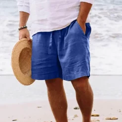 New OUKU Men's Shorts Summer Shorts Beach Shorts Drawstring Elastic Waist Straight Leg Plain Comfort Breathable Short Daily Beach Fashion Chic & Modern Black Yellow Micro-elastic