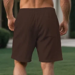 OUKU Men's Shorts Summer Shorts Casual Shorts Pocket Drawstring Elastic Waist Plain Comfort Breathable Short Outdoor Vacation Sport Casual Black White Micro-elastic