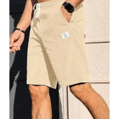 Outlet OUKU Men's Shorts Summer Shorts Casual Shorts Pocket Drawstring Elastic Waist Plain Comfort Breathable Short Outdoor Vacation Sport Casual Black White