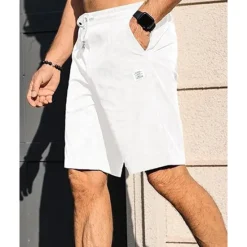 Outlet OUKU Men's Shorts Summer Shorts Casual Shorts Pocket Drawstring Elastic Waist Plain Comfort Breathable Short Outdoor Vacation Sport Casual Black White