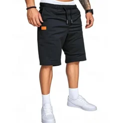 Clearance OUKU Men's Shorts Summer Shorts Casual Shorts Pocket Drawstring Elastic Waist Plain Comfort Breathable Short Outdoor Vacation Sport Casual Black Royal Blue