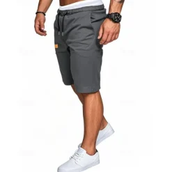 Clearance OUKU Men's Shorts Summer Shorts Casual Shorts Pocket Drawstring Elastic Waist Plain Comfort Breathable Short Outdoor Vacation Sport Casual Black Royal Blue
