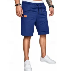 Clearance OUKU Men's Shorts Summer Shorts Casual Shorts Pocket Drawstring Elastic Waist Plain Comfort Breathable Short Outdoor Vacation Sport Casual Black Royal Blue