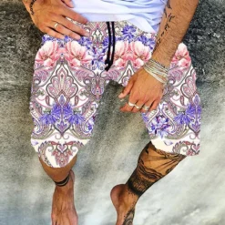 Outlet OUKU Men's Shorts Summer Shorts Beach Shorts Casual Shorts Drawstring Elastic Waist Graphic Comfort Breathable Knee Length Outdoor Holiday Going out Streetwear Hawaiian 1 2