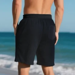 Online OUKU Men's Shorts Summer Shorts Casual Shorts Pocket Drawstring Elastic Waist Plain Textured Comfort Breathable Knee Length Outdoor Vacation Sport Casual Black White