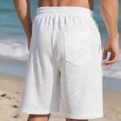 Online OUKU Men's Shorts Summer Shorts Casual Shorts Pocket Drawstring Elastic Waist Plain Textured Comfort Breathable Knee Length Outdoor Vacation Sport Casual Black White
