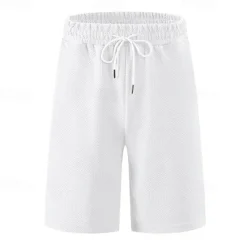 Online OUKU Men's Shorts Summer Shorts Casual Shorts Pocket Drawstring Elastic Waist Plain Textured Comfort Breathable Knee Length Outdoor Vacation Sport Casual Black White