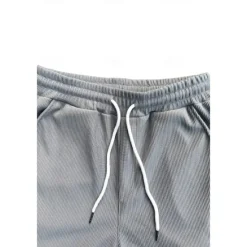 Online OUKU Men's Shorts Summer Shorts Casual Shorts Pocket Drawstring Elastic Waist Plain Comfort Breathable Short Outdoor Vacation Sport Casual Black White