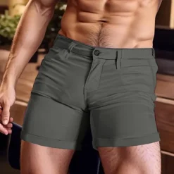 New OUKU Men's Shorts Summer Shorts Work Shorts Casual Shorts Buttons Pocket Plain Comfort Short Holiday Beach Weekend Fashion Casual White Yellow
