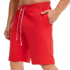 Hot OUKU Men's Shorts Summer Shorts Casual Shorts Pocket Drawstring Plain Comfort Breathable Knee Length Outdoor Vacation Sport Casual Black White