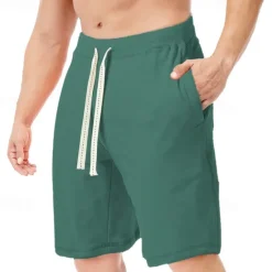 Hot OUKU Men's Shorts Summer Shorts Casual Shorts Pocket Drawstring Plain Comfort Breathable Knee Length Outdoor Vacation Sport Casual Black White