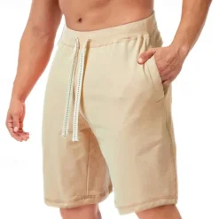 Hot OUKU Men's Shorts Summer Shorts Casual Shorts Pocket Drawstring Plain Comfort Breathable Knee Length Outdoor Vacation Sport Casual Black White