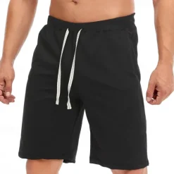 Hot OUKU Men's Shorts Summer Shorts Casual Shorts Pocket Drawstring Plain Comfort Breathable Knee Length Outdoor Vacation Sport Casual Black White