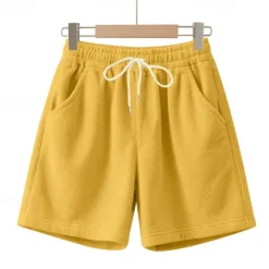New OUKU Men's Shorts Summer Shorts Casual Shorts Corduroy Shorts Pocket Drawstring Elastic Waist Plain Comfort Breathable Short Outdoor Vacation Sport Casual Black White Micro-elastic