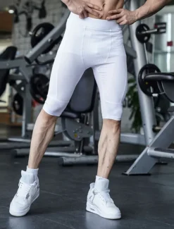 Clearance OUKU Men's Shorts Sunday Shorts Sports Going out Weekend Running Casual Elastic Waist Plain Knee Length Gymnatics Activewear Black White Micro-elastic