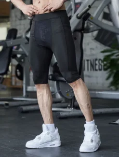 Clearance OUKU Men's Shorts Sunday Shorts Sports Going out Weekend Running Casual Elastic Waist Plain Knee Length Gymnatics Activewear Black White Micro-elastic