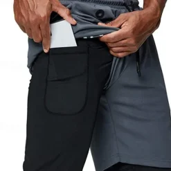 Outlet OUKU Men's Shorts Sunday Shorts Sports Going out Weekend Running Casual Drawstring Elastic Waist Plain Knee Length Gymnatics Activewear Black White Micro-elastic