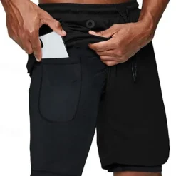 Outlet OUKU Men's Shorts Sunday Shorts Sports Going out Weekend Running Casual Drawstring Elastic Waist Plain Knee Length Gymnatics Activewear Black White Micro-elastic