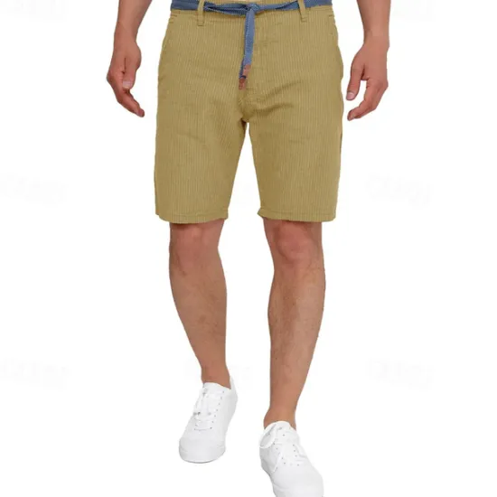 Outlet OUKU Men's Shorts Work Shorts Casual Shorts Golf Shorts Buttons Pocket Stripe Comfort Knee Length Sports Outdoor Daily Going out Fashion Casual Black White Micro-elastic