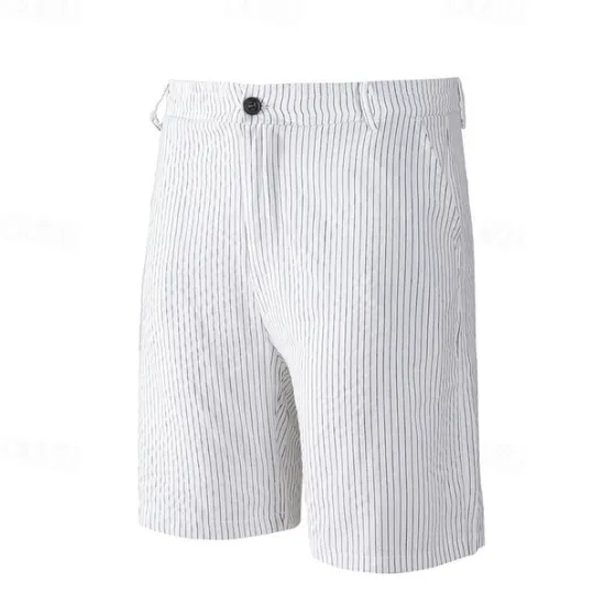 Outlet OUKU Men's Shorts Work Shorts Casual Shorts Golf Shorts Buttons Pocket Stripe Comfort Knee Length Sports Outdoor Daily Going out Fashion Casual Black White Micro-elastic