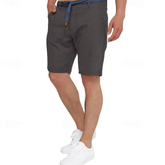 Outlet OUKU Men's Shorts Work Shorts Casual Shorts Golf Shorts Buttons Pocket Stripe Comfort Knee Length Sports Outdoor Daily Going out Fashion Casual Black White Micro-elastic