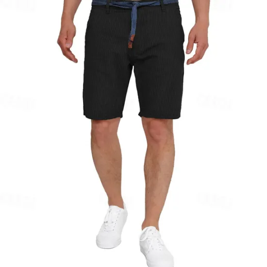 Outlet OUKU Men's Shorts Work Shorts Casual Shorts Golf Shorts Buttons Pocket Stripe Comfort Knee Length Sports Outdoor Daily Going out Fashion Casual Black White Micro-elastic