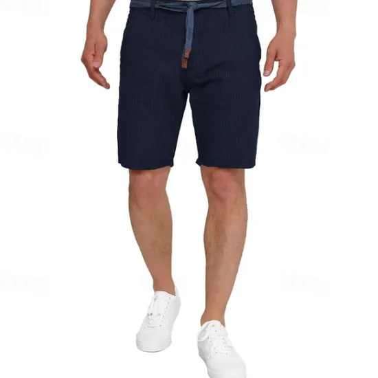 Outlet OUKU Men's Shorts Work Shorts Casual Shorts Golf Shorts Buttons Pocket Stripe Comfort Knee Length Sports Outdoor Daily Going out Fashion Casual Black White Micro-elastic