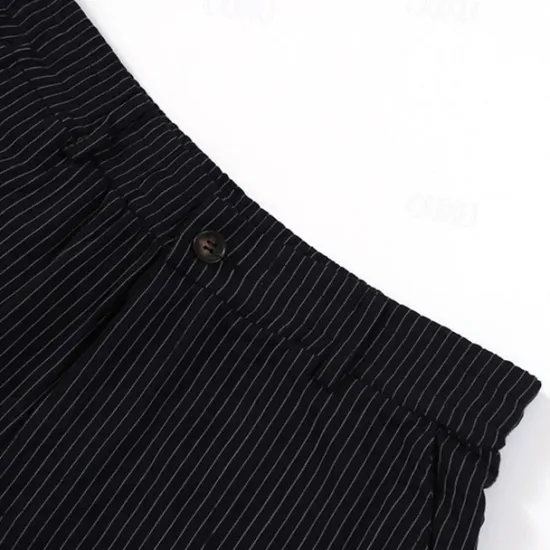 Outlet OUKU Men's Shorts Work Shorts Casual Shorts Golf Shorts Buttons Pocket Stripe Comfort Knee Length Sports Outdoor Daily Going out Fashion Casual Black White Micro-elastic
