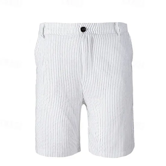Outlet OUKU Men's Shorts Work Shorts Casual Shorts Golf Shorts Buttons Pocket Stripe Comfort Knee Length Sports Outdoor Daily Going out Fashion Casual Black White Micro-elastic