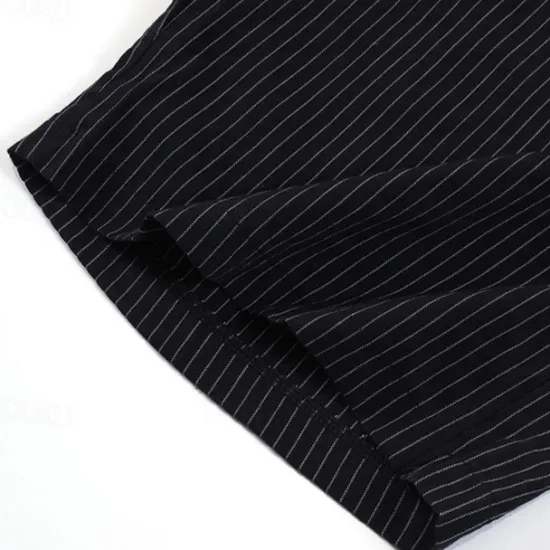 Outlet OUKU Men's Shorts Work Shorts Casual Shorts Golf Shorts Buttons Pocket Stripe Comfort Knee Length Sports Outdoor Daily Going out Fashion Casual Black White Micro-elastic