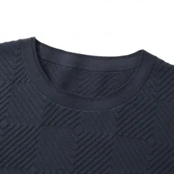 Discount OUKU Men's Silk Linen Cotton T Shirt Checkerboard Crew Neck School Training Short Sleeve Crewneck Knitting Clothing Apparel Knitwear Vacation Vintage Neutral
