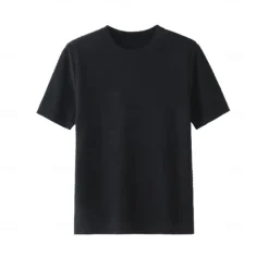 Discount OUKU Men's Silk Linen Cotton T Shirt Checkerboard Crew Neck School Training Short Sleeve Crewneck Knitting Clothing Apparel Knitwear Vacation Vintage Neutral