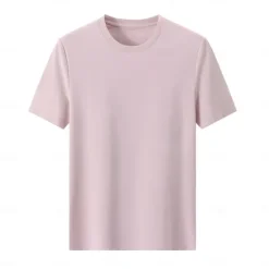 Discount OUKU Men's Silk Cotton Blend Antibacterial UV Protection T Shirt Crew Neck School Training Short Sleeve Crewneck Clothing Apparel Knitwear Vacation Vintage Neutral