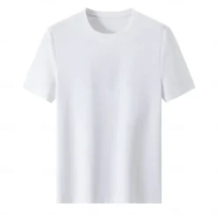 Discount OUKU Men's Silk Cotton Blend Antibacterial UV Protection T Shirt Crew Neck School Training Short Sleeve Crewneck Clothing Apparel Knitwear Vacation Vintage Neutral