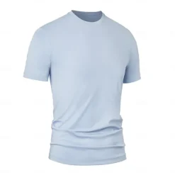 Discount OUKU Men's Silk Cotton Blend Antibacterial UV Protection T Shirt Crew Neck School Training Short Sleeve Crewneck Clothing Apparel Knitwear Vacation Vintage Neutral